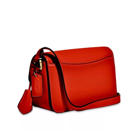 Coach Smooth Glovetanned Locking Studio Shoulder Bag In Orange - Picture 2 of 3